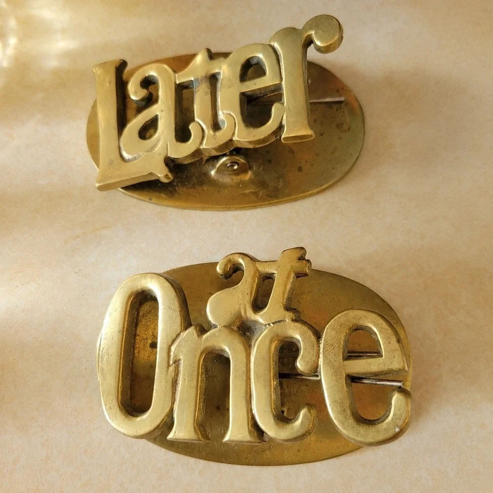 Vintage Mid-Century Modern Solid Brass Desk Clips 